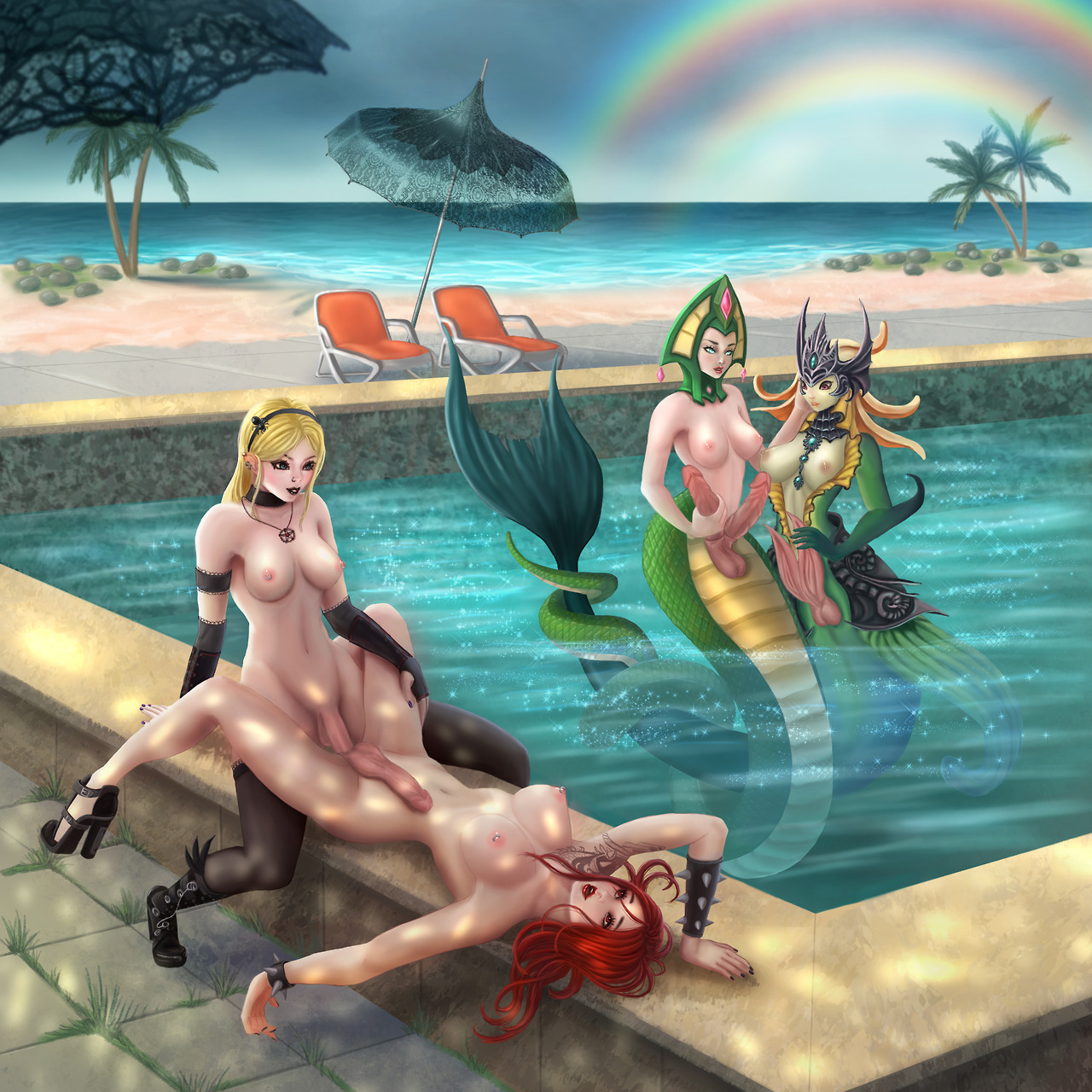 Futa pinup cassiopeia+luxanna crownguard+nami (league of legends)+sona  FutaCock.com