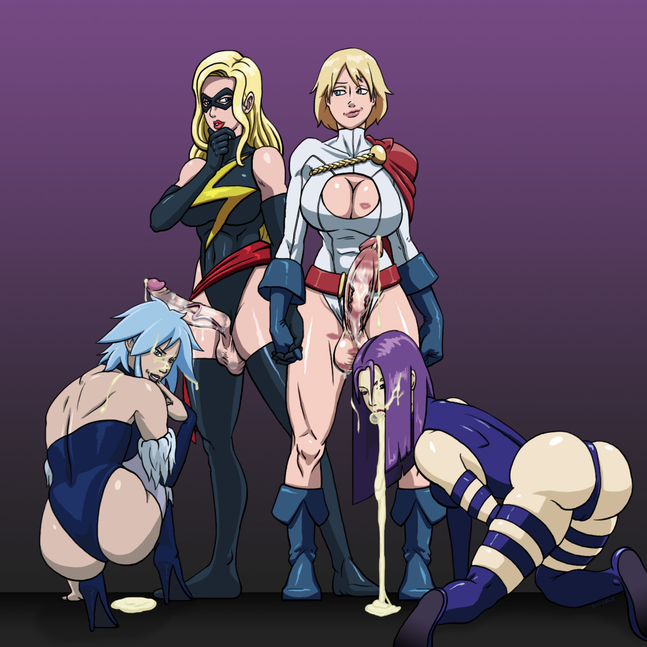 Futa pinup captain marvel+killer frost+power girl+psylocke FutaCock.com