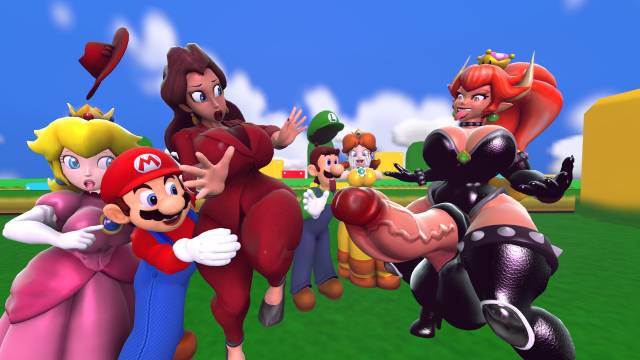 bowser+bowsette+luigi+mario+pauline+princess daisy+princess peach