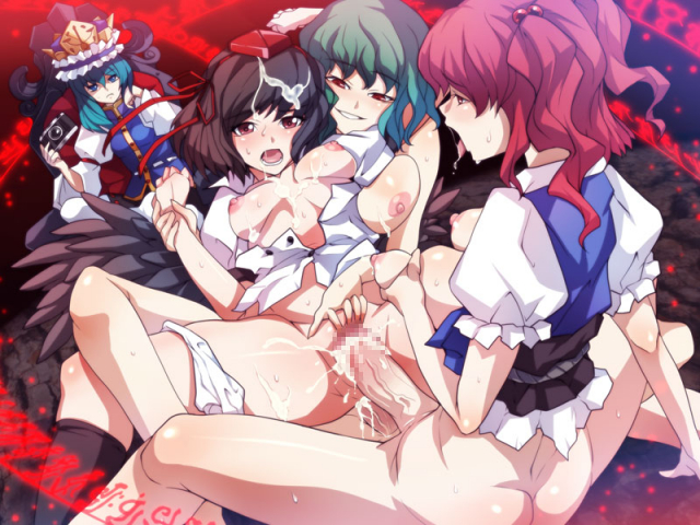 kazami yuuka+onozuka komachi+shameimaru aya+shiki eiki